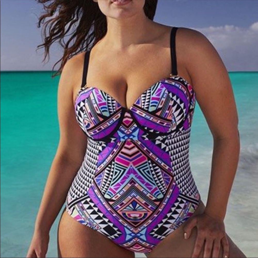 Swimsuits for All Geometric One Piece Swimsuit